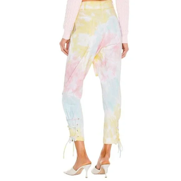 NWT LoveShackFancy Tao Denim Pants Jeans RAINBOW RADIAL TIE DYE size 0 XS Ankle - Picture 4 of 13